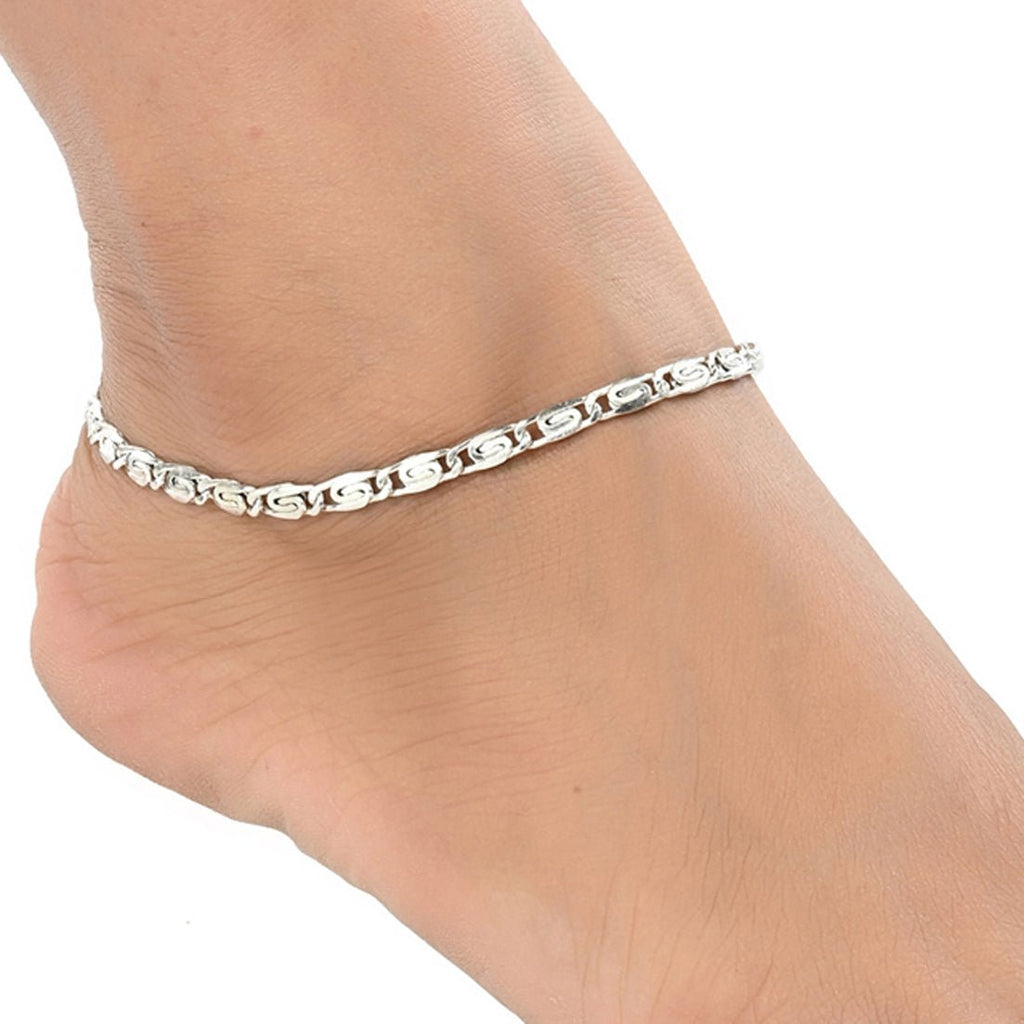 AanyaCentric Silver Plated Traditional Anklets Payal - Classic and Stylish for Women and Girls - Distacart