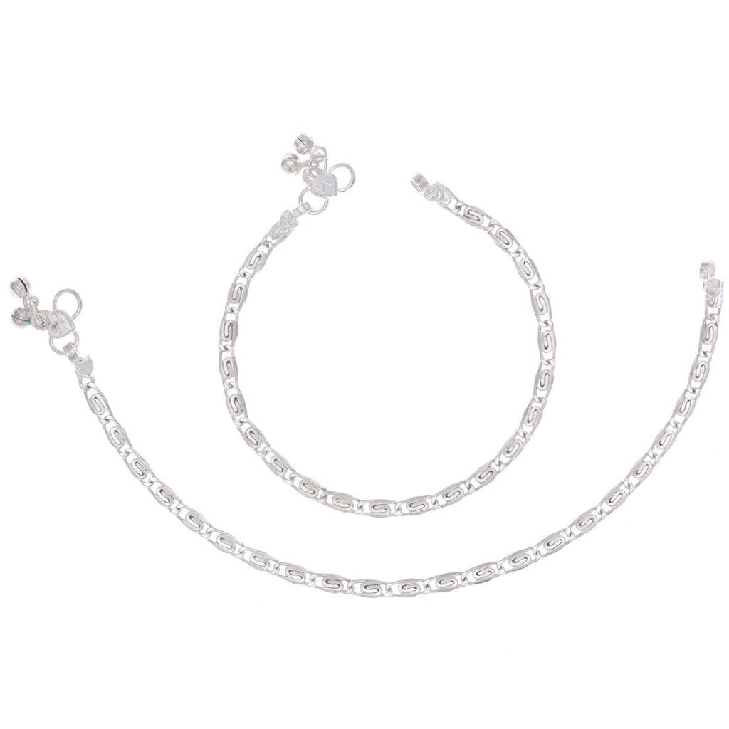 AanyaCentric Silver Plated Traditional Anklets Payal - Classic and Stylish for Women and Girls - Distacart
