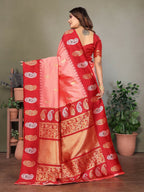 Joban Fashion Banarasi Light Pink Butti Soft Silk Saree - Distacart