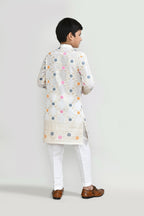 Joban Fashion Silk Off White Kurta With Straight Fit Pant