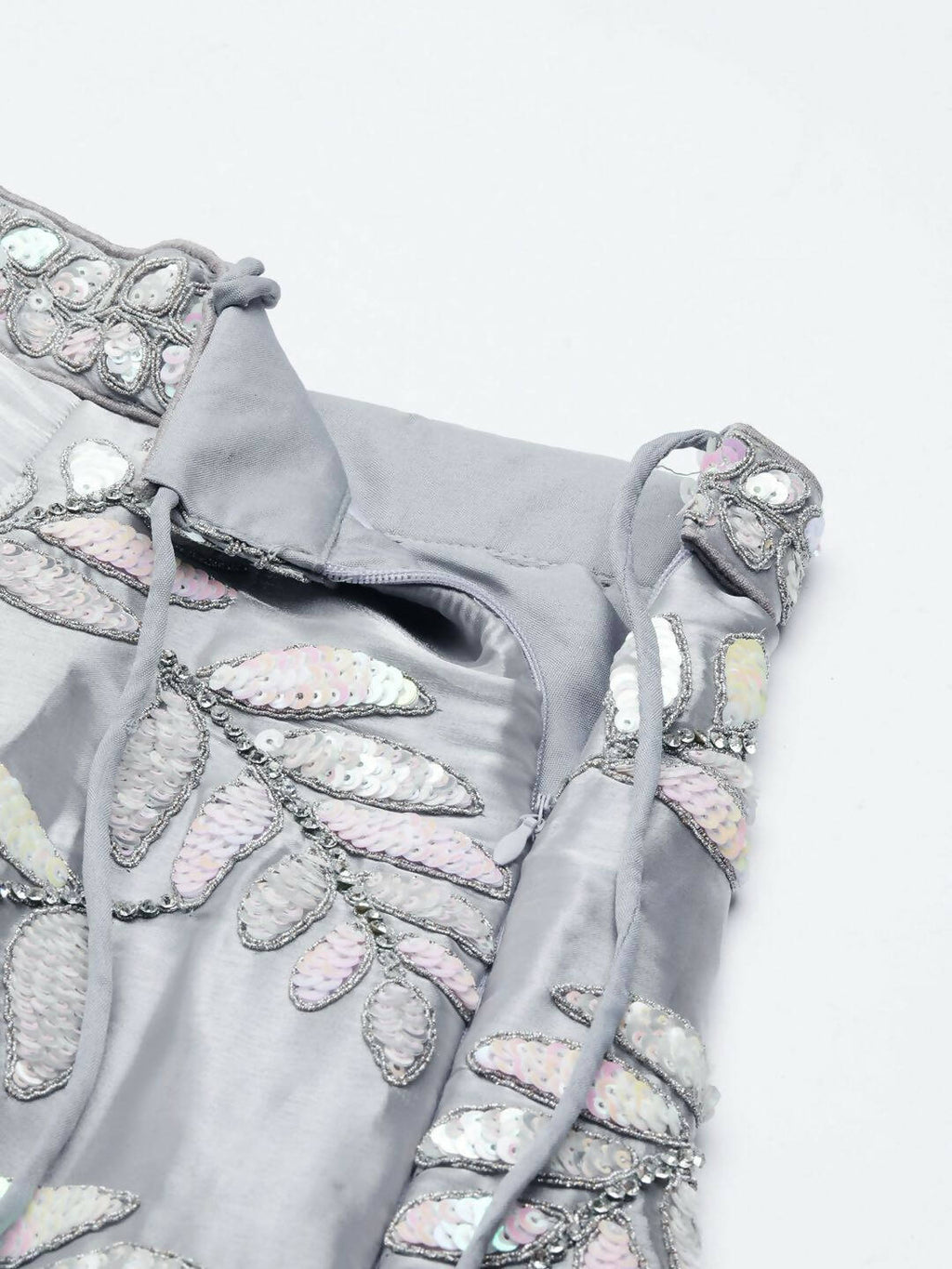 House of Panchhi Grey Organza Sequins & Zarkan embroidery Lehenga choli & Dupatta
