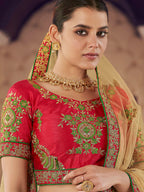 Myra Green Art Silk Jaquard Embroidered Lehenga