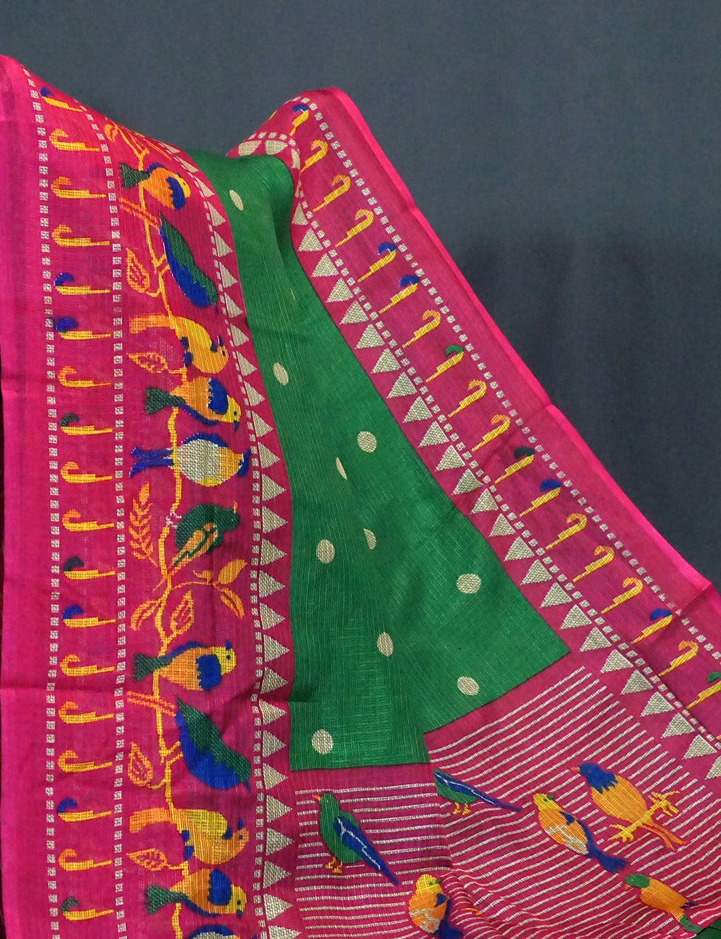 Mango Green Colored with Buttes Semi Silk Kota Saree By Gayathri Reddy Designer Studio