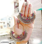 Tehzeeb Creations Women's Silver Colour Oxidised Necklace And Earrings With Peacock Design