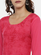 Souchii Pink & Mustard Yellow Printed Straight Kurta - Distacart