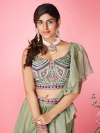 Myra Olive Green Art Silk Designer Lehenga