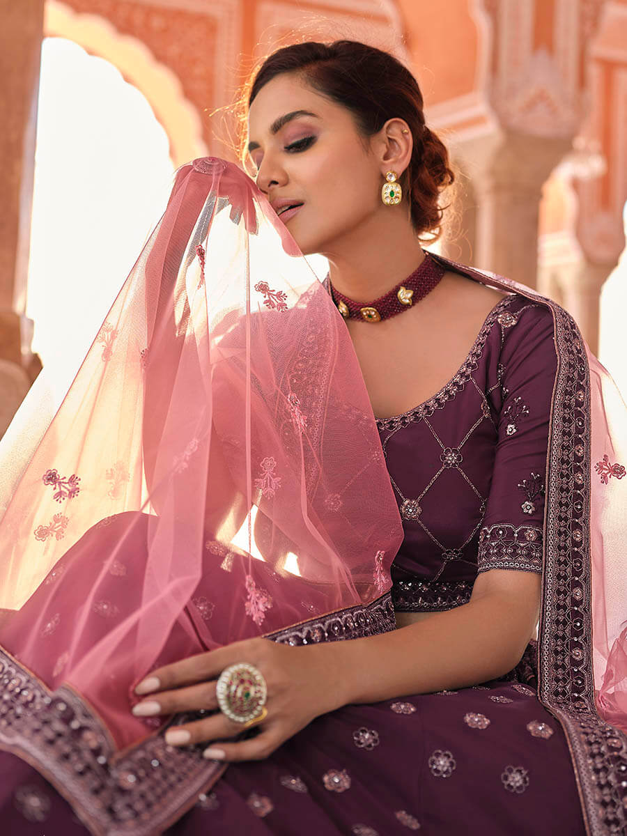 Myra Wine Embroidered Designer Lehenga Choli