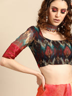 Saree Mall Red & Black Organza Printed Saree - Distacart