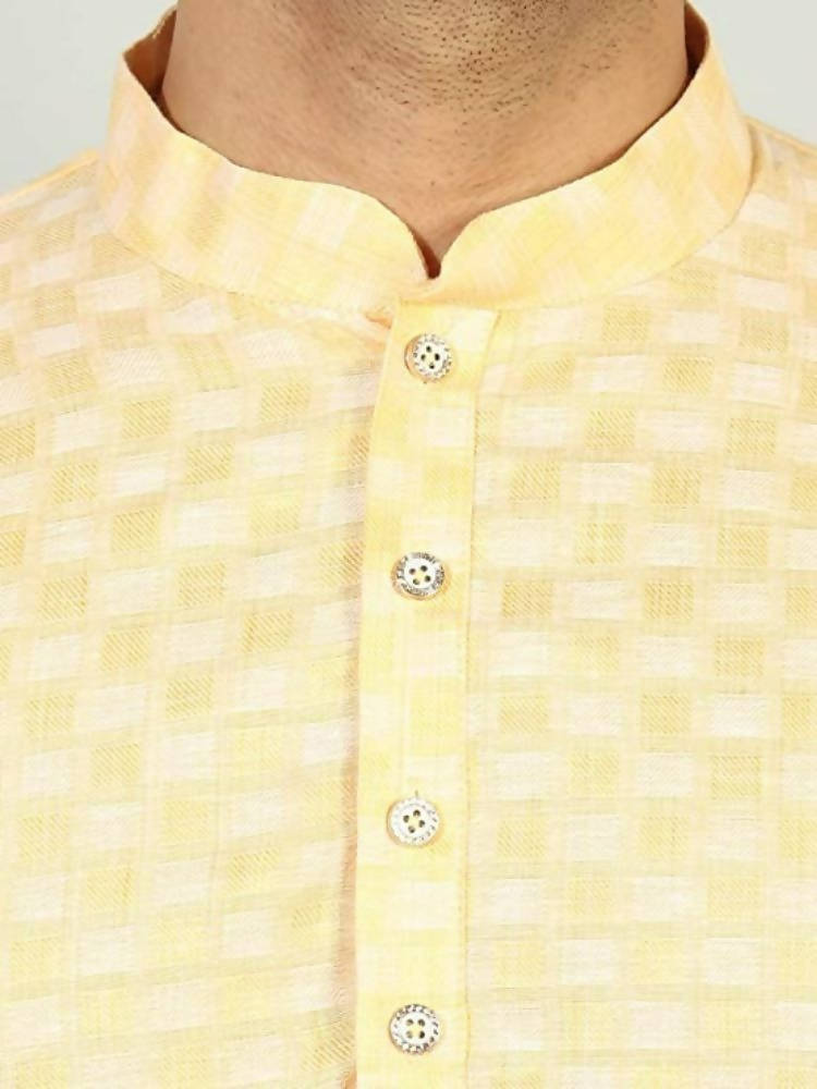 Uri And Mackenzie Mens Casual Cotton Blend kurta Pajama Set (Light Yellow) - Distacart