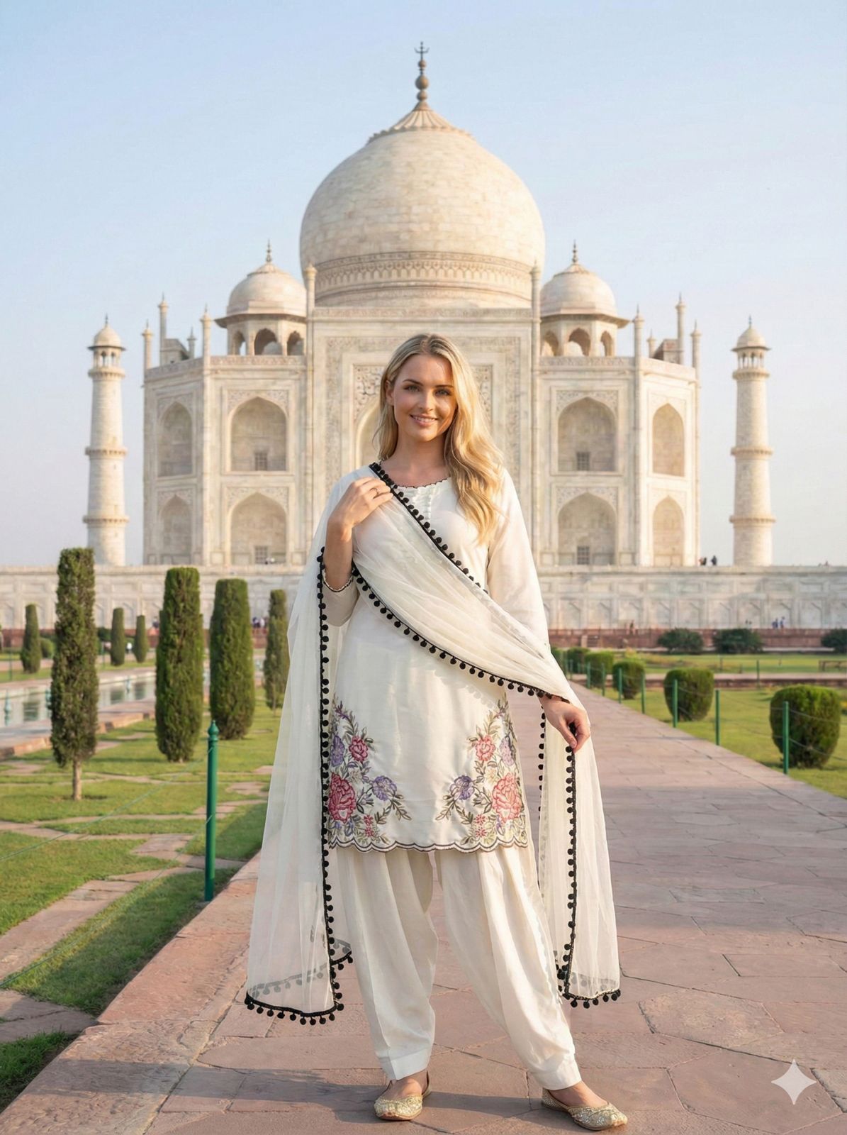Anaita White Crepe Stitched Suit With Sequence Embroidery Work - Distacart
