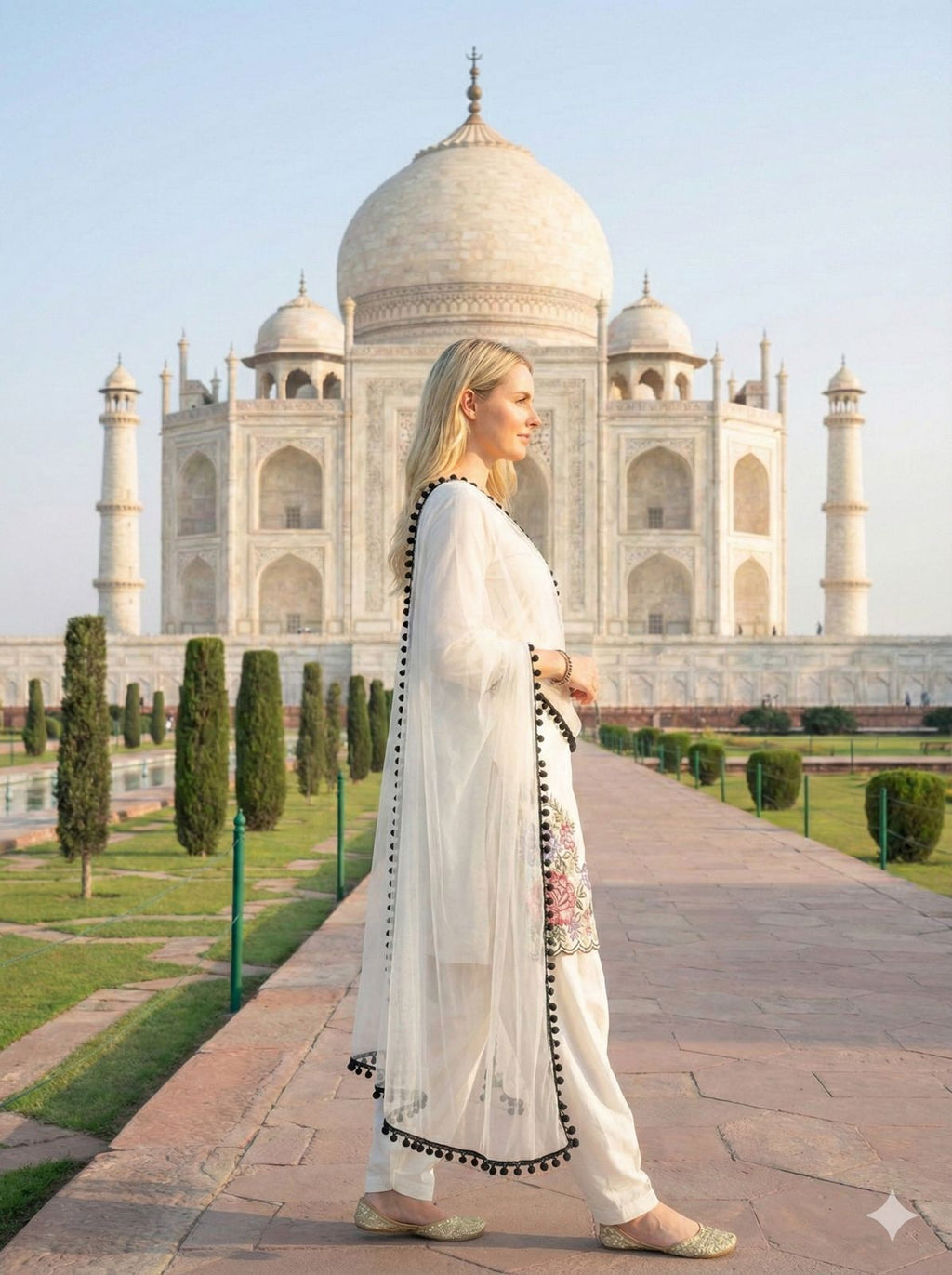 Anaita White Crepe Stitched Suit With Sequence Embroidery Work - Distacart