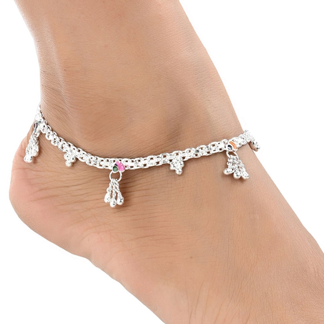 AanyaCentric Silver Plated Traditional Anklets Payal - Classic and Stylish for Women and Girls - Distacart