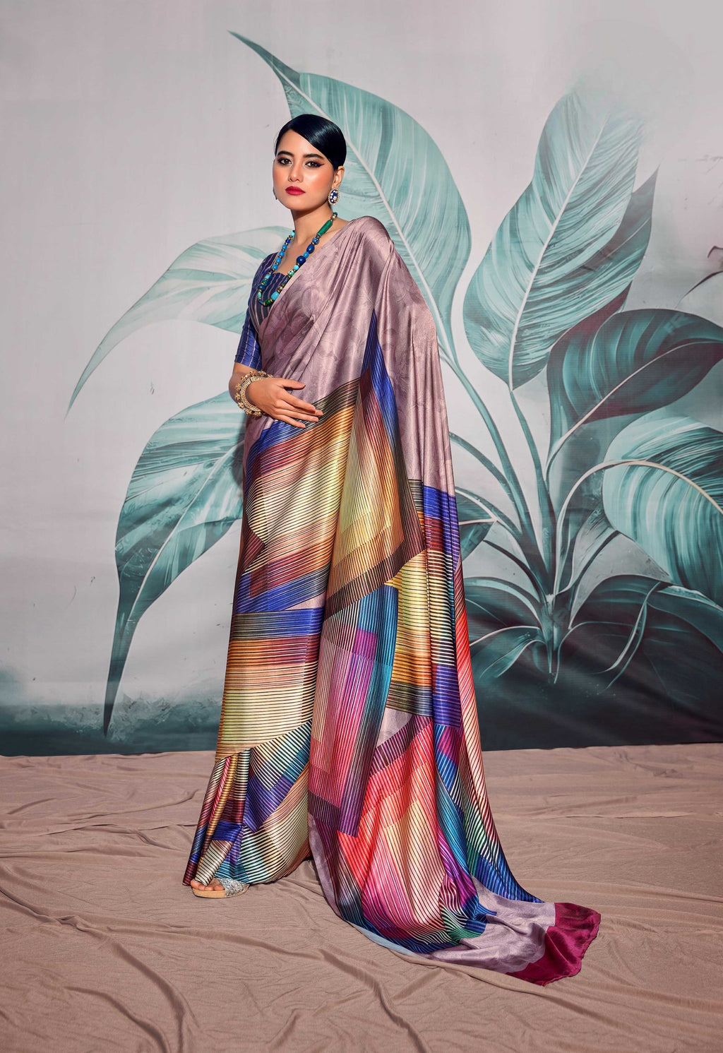 Anaita Purple Pure Satin Silk With Zari Weaving Saree With Blouse - Distacart