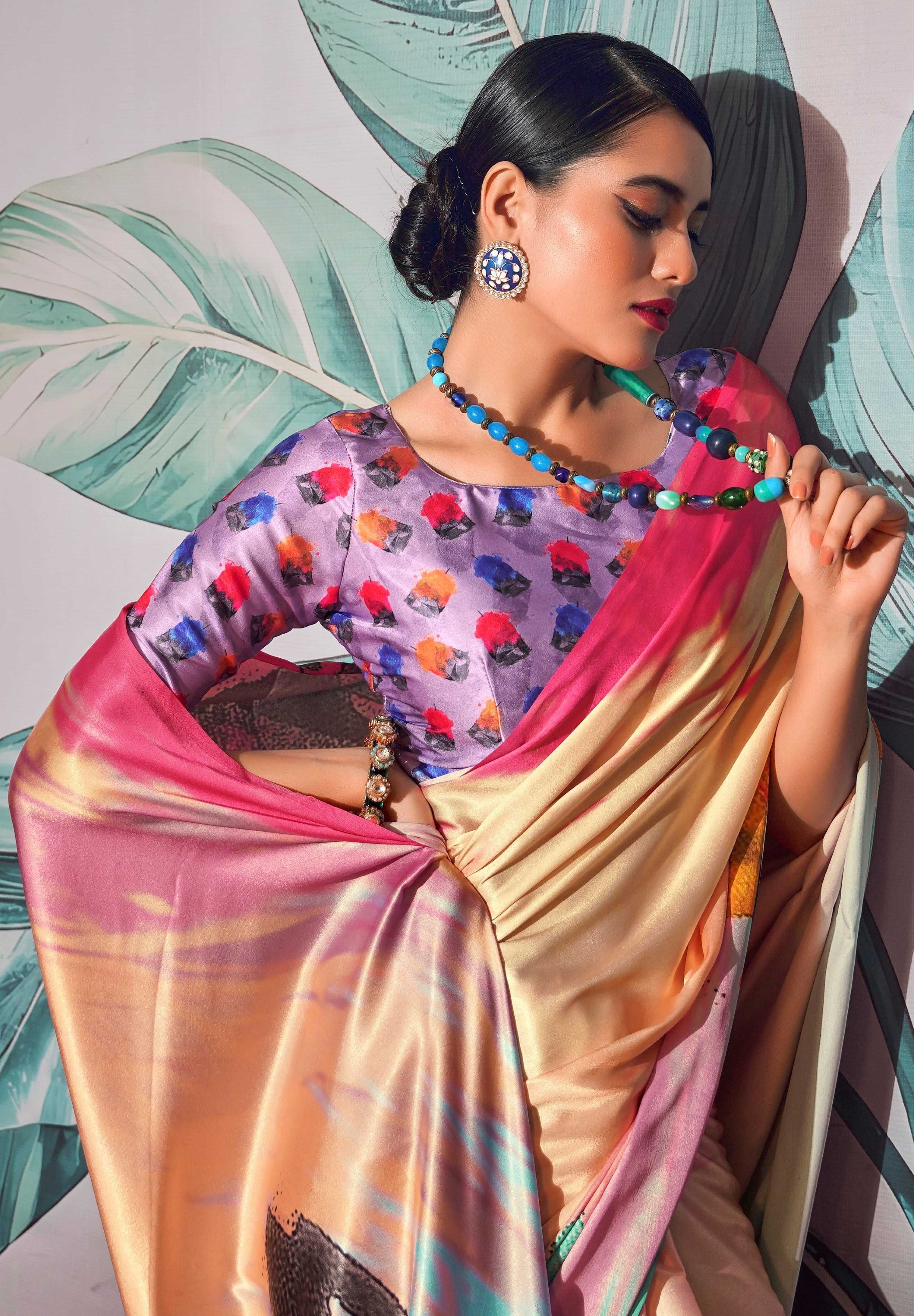 Anaita Cream Pure Satin Silk With Zari Weaving Saree With Blouse - Distacart
