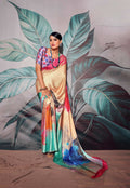 Anaita Cream Pure Satin Silk With Zari Weaving Saree With Blouse - Distacart