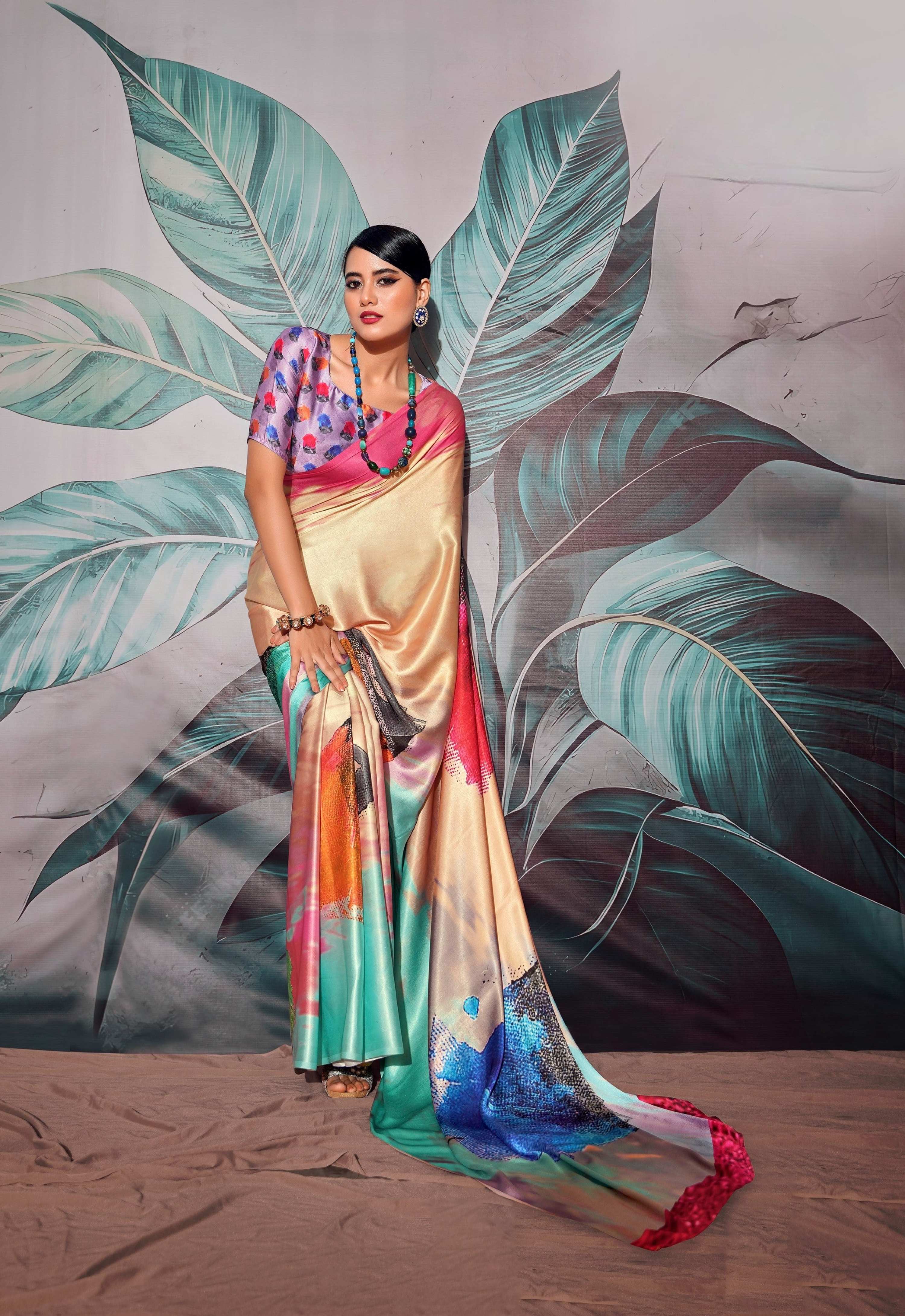 Anaita Cream Pure Satin Silk With Zari Weaving Saree With Blouse - Distacart