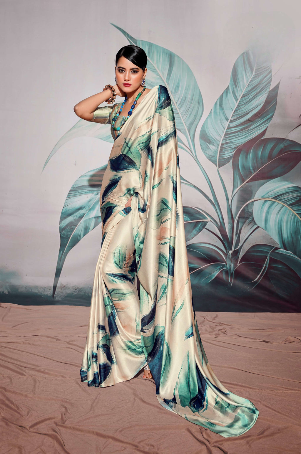 Anaita Off White Pure Satin Silk With Zari Weaving Saree With Blouse - Distacart