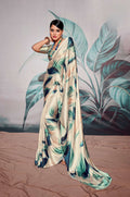 Anaita Off White Pure Satin Silk With Zari Weaving Saree With Blouse - Distacart