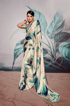 Anaita Off White Pure Satin Silk With Zari Weaving Saree With Blouse - Distacart