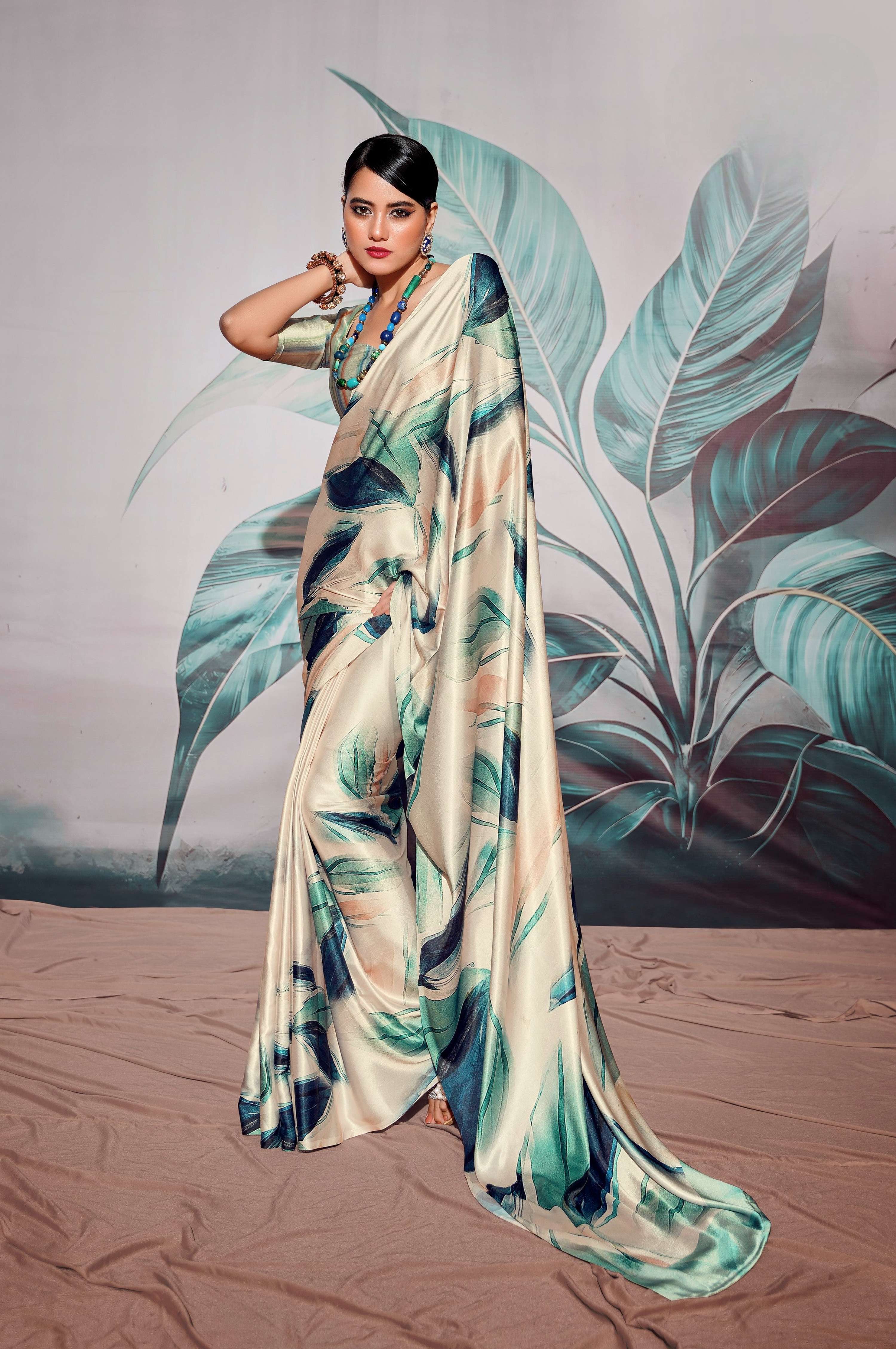 Anaita Off White Pure Satin Silk With Zari Weaving Saree With Blouse - Distacart