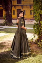 Evanik Grey Cotton With Chex Zari Weaving Lehenga Choli - Distacart