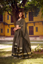 Evanik Grey Cotton With Chex Zari Weaving Lehenga Choli - Distacart