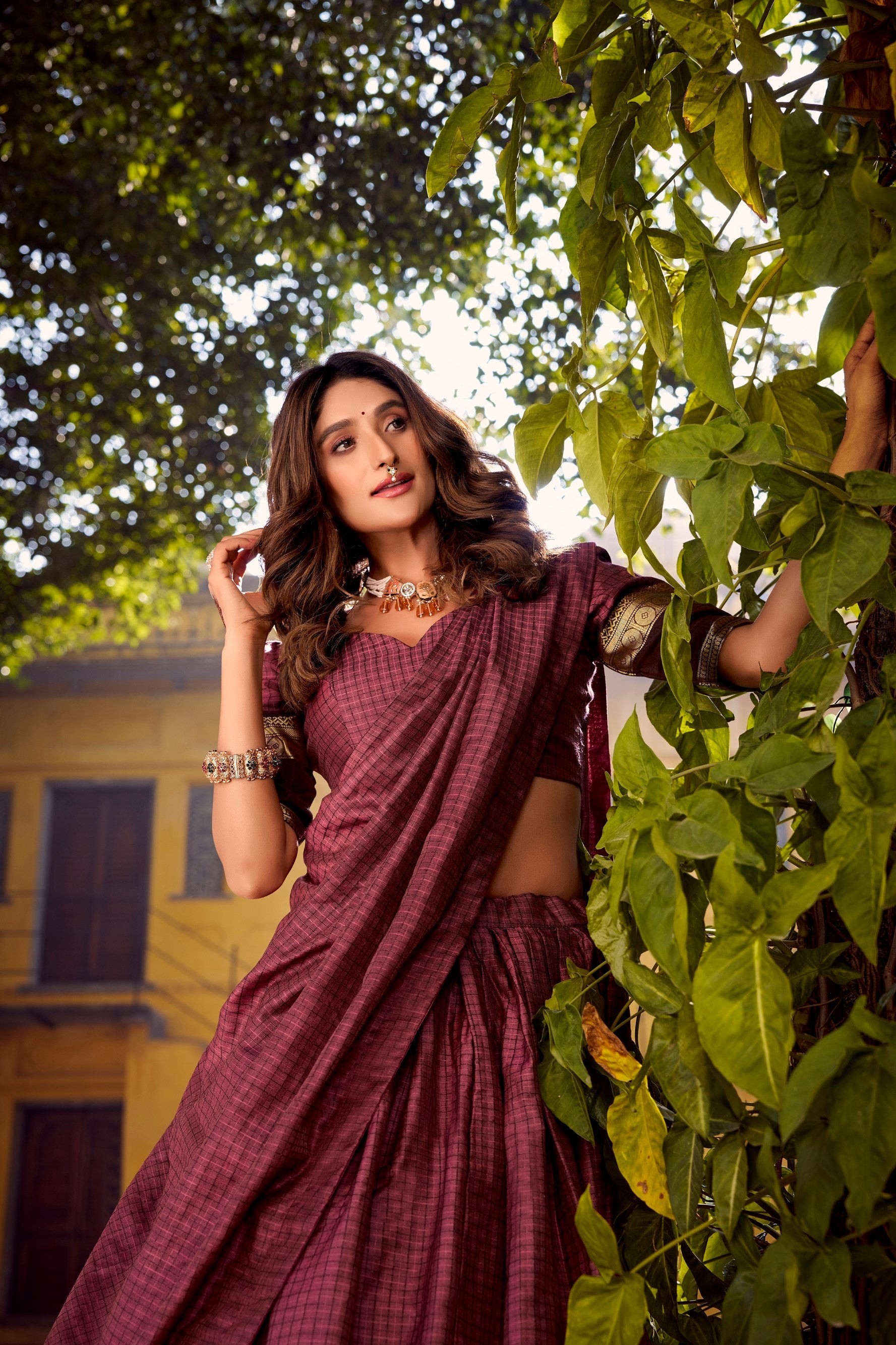 Lorenvalley Fashion Rust Chettinad Cotton Chex with Zari Weaving Work Lehenga Choli with Dupatta - Distacart