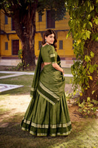 Evanik Mehendi Cotton With Chex Zari Weaving Lehenga Choli - Distacart