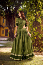 Evanik Mehendi Cotton With Chex Zari Weaving Lehenga Choli - Distacart