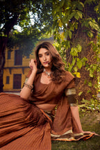 Lorenvalley Fashion Brown Chettinad Cotton Chex with Zari Weaving Work Lehenga Choli with Dupatta - Distacart