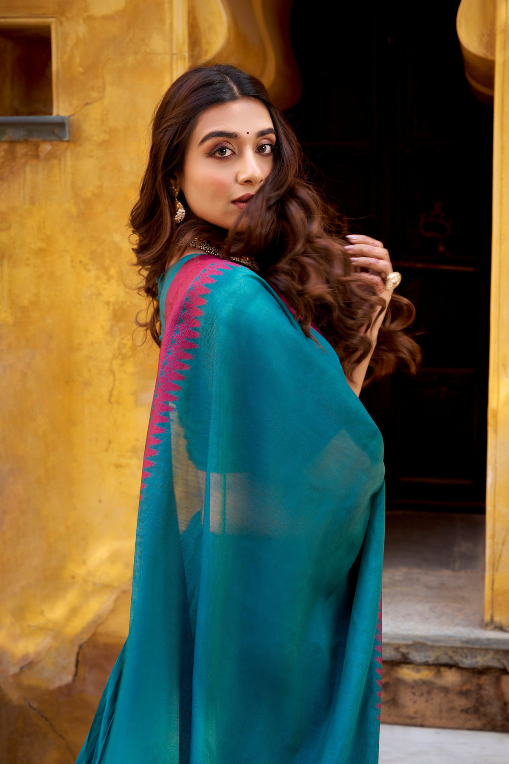 Lorenvalley Fashion Teal Pure Chanderi Thread Work Lehenga Choli with Dupatta