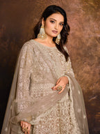 Anaita Mehendi Embroidered Net Anarkali Suit - Distacart