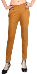 PAVONINE Dark Skin Color Stretchable Cotton Lycra Fabric Pencil Pant For Women - Distacart