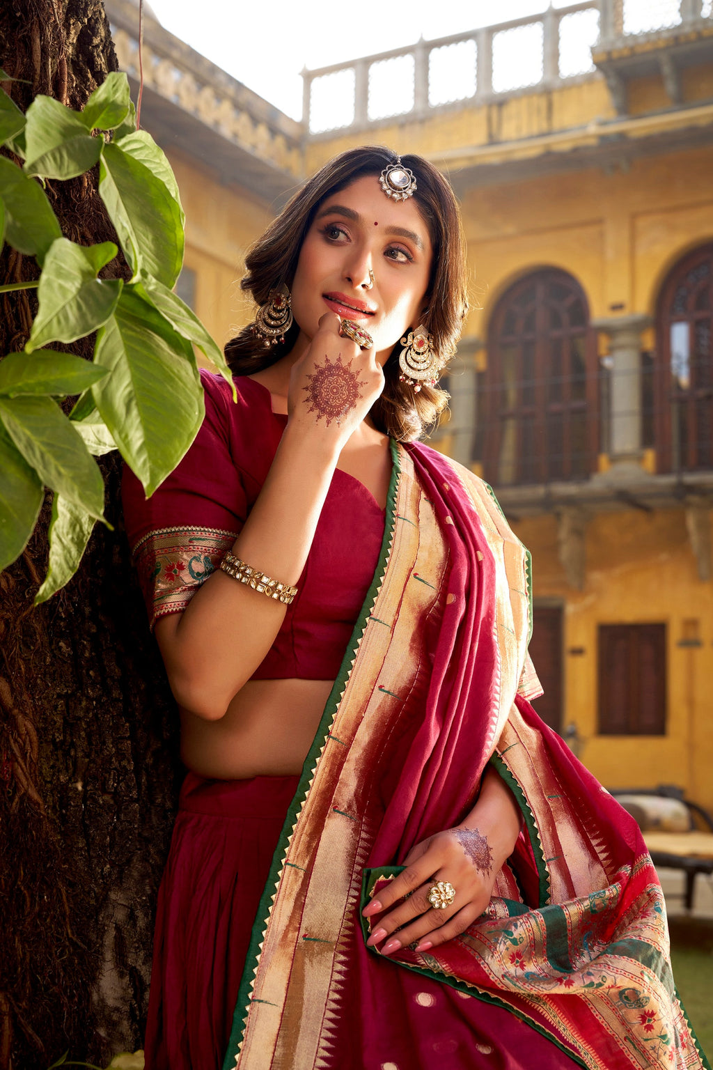 Lorenvalley Fashion Maroon Pure Chanderi (Naylon) Zari Weaving Work Lehenga Choli with Dupatta - Distacart