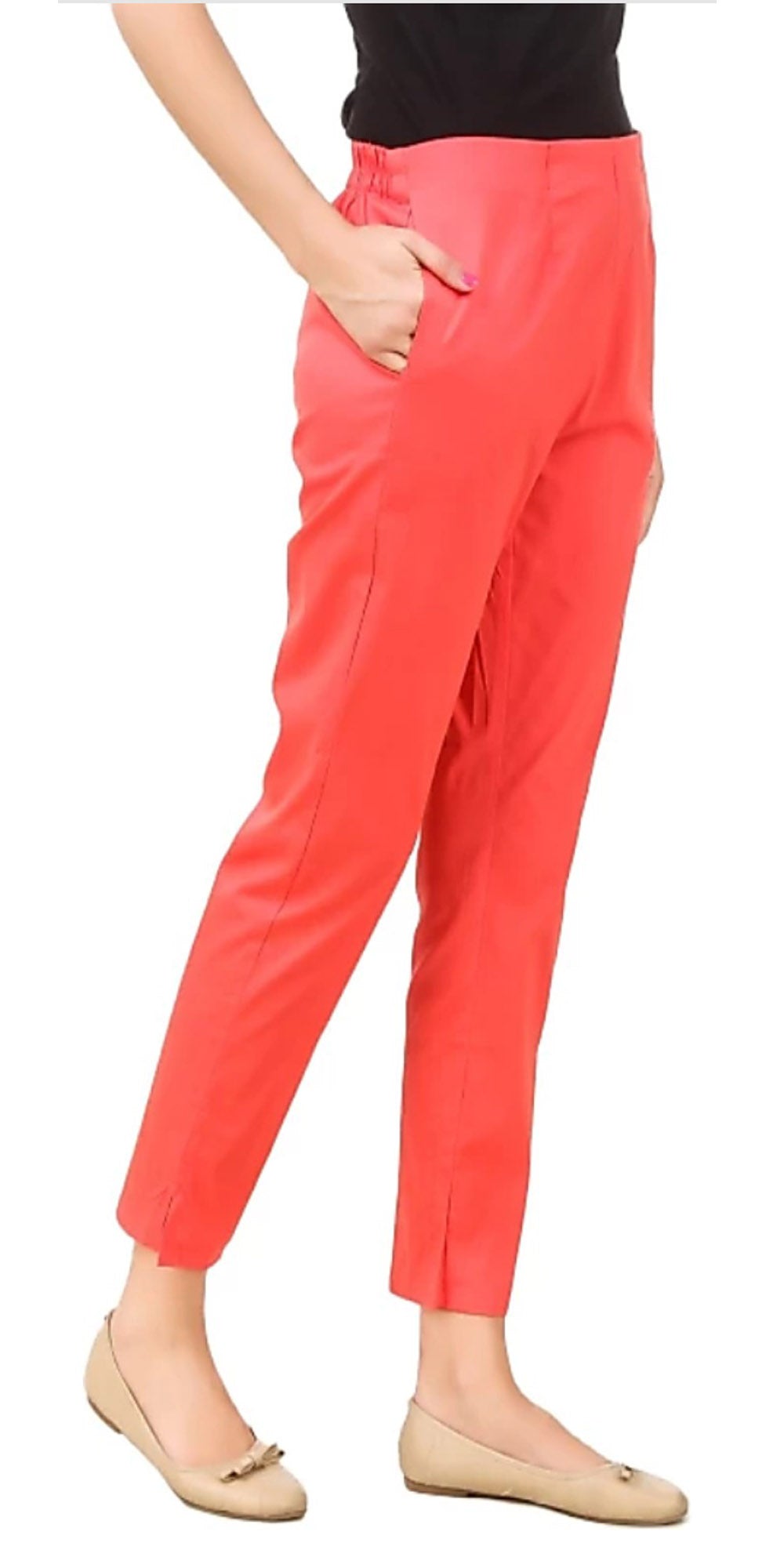 PAVONINE Gajri Color Stretchable Cotton Lycra Fabric Pencil Pant For Women - Distacart