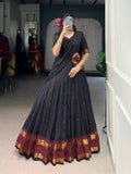 Lorenvalley Fashion Black Pure Chanderi Zari Weaving Work Lehenga Choli with Dupatta - Distacart