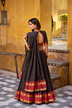 Lorenvalley Fashion Black Pure Chanderi Zari Weaving Work Lehenga Choli with Dupatta - Distacart