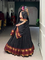 Lorenvalley Fashion Black Pure Chanderi Zari Weaving Work Lehenga Choli with Dupatta - Distacart