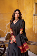 Lorenvalley Fashion Black Pure Chanderi Zari Weaving Work Lehenga Choli with Dupatta - Distacart