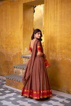 Lorenvalley Fashion Brown Pure Chanderi Zari Weaving Work Lehenga Choli with Dupatta - Distacart
