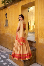 Lorenvalley Fashion Cream Pure Chanderi Zari Weaving Work Lehenga Choli with Dupatta - Distacart