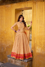 Lorenvalley Fashion Cream Pure Chanderi Zari Weaving Work Lehenga Choli with Dupatta - Distacart