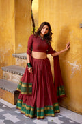 Lorenvalley Fashion Maroon Pure Chanderi Zari Weaving Work Lehenga Choli with Dupatta - Distacart