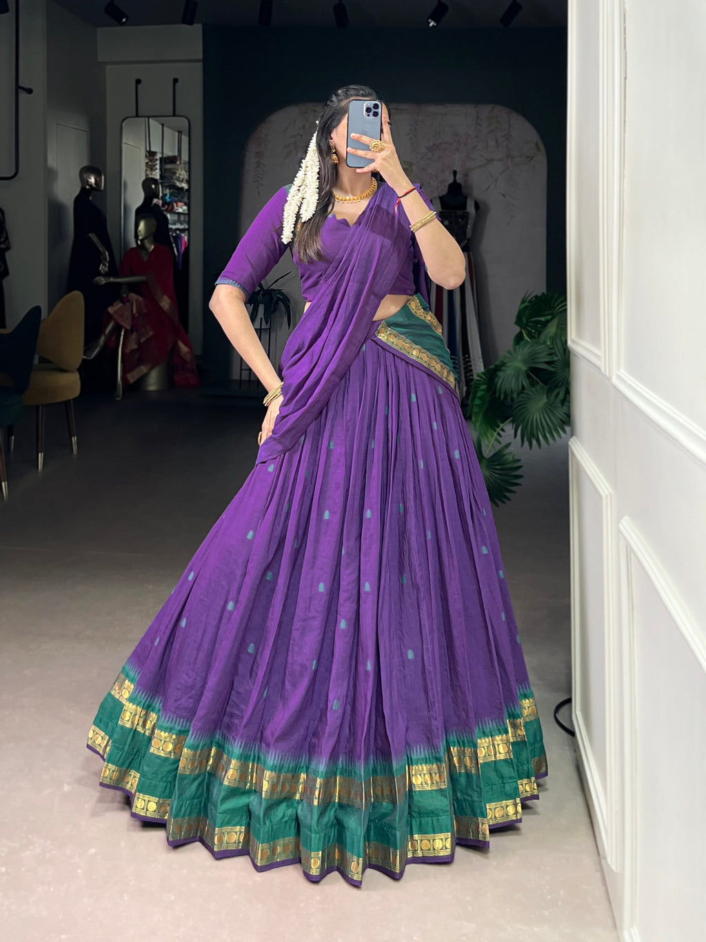 Lorenvalley Fashion Purple Pure Chanderi Zari Weaving Work Lehenga Choli with Dupatta - Distacart