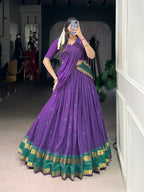 Lorenvalley Fashion Purple Pure Chanderi Zari Weaving Work Lehenga Choli with Dupatta - Distacart