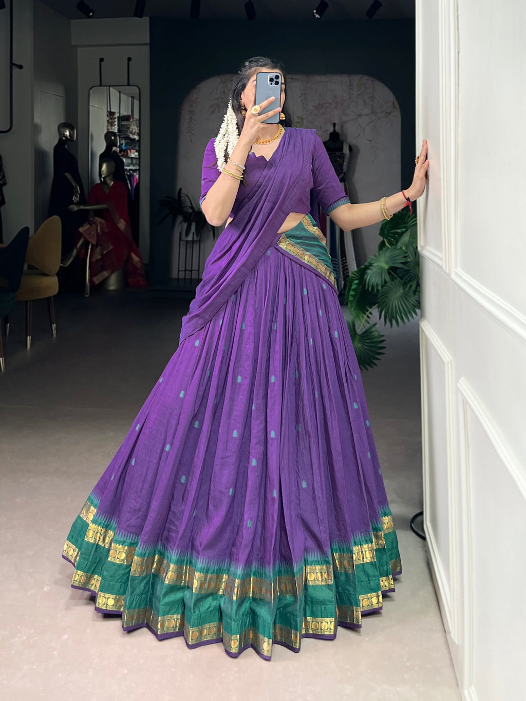 Lorenvalley Fashion Purple Pure Chanderi Zari Weaving Work Lehenga Choli with Dupatta - Distacart
