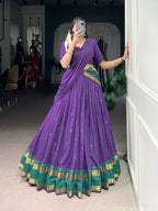 Lorenvalley Fashion Purple Pure Chanderi Zari Weaving Work Lehenga Choli with Dupatta - Distacart