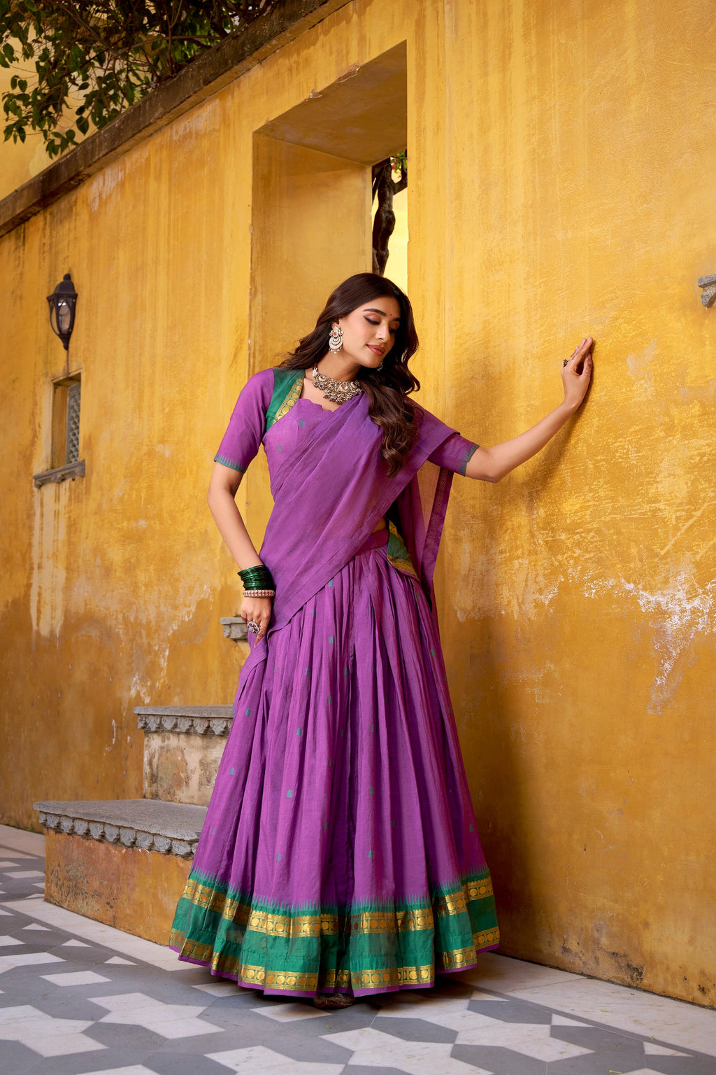 Lorenvalley Fashion Purple Pure Chanderi Zari Weaving Work Lehenga Choli with Dupatta - Distacart