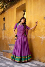 Lorenvalley Fashion Purple Pure Chanderi Zari Weaving Work Lehenga Choli with Dupatta - Distacart