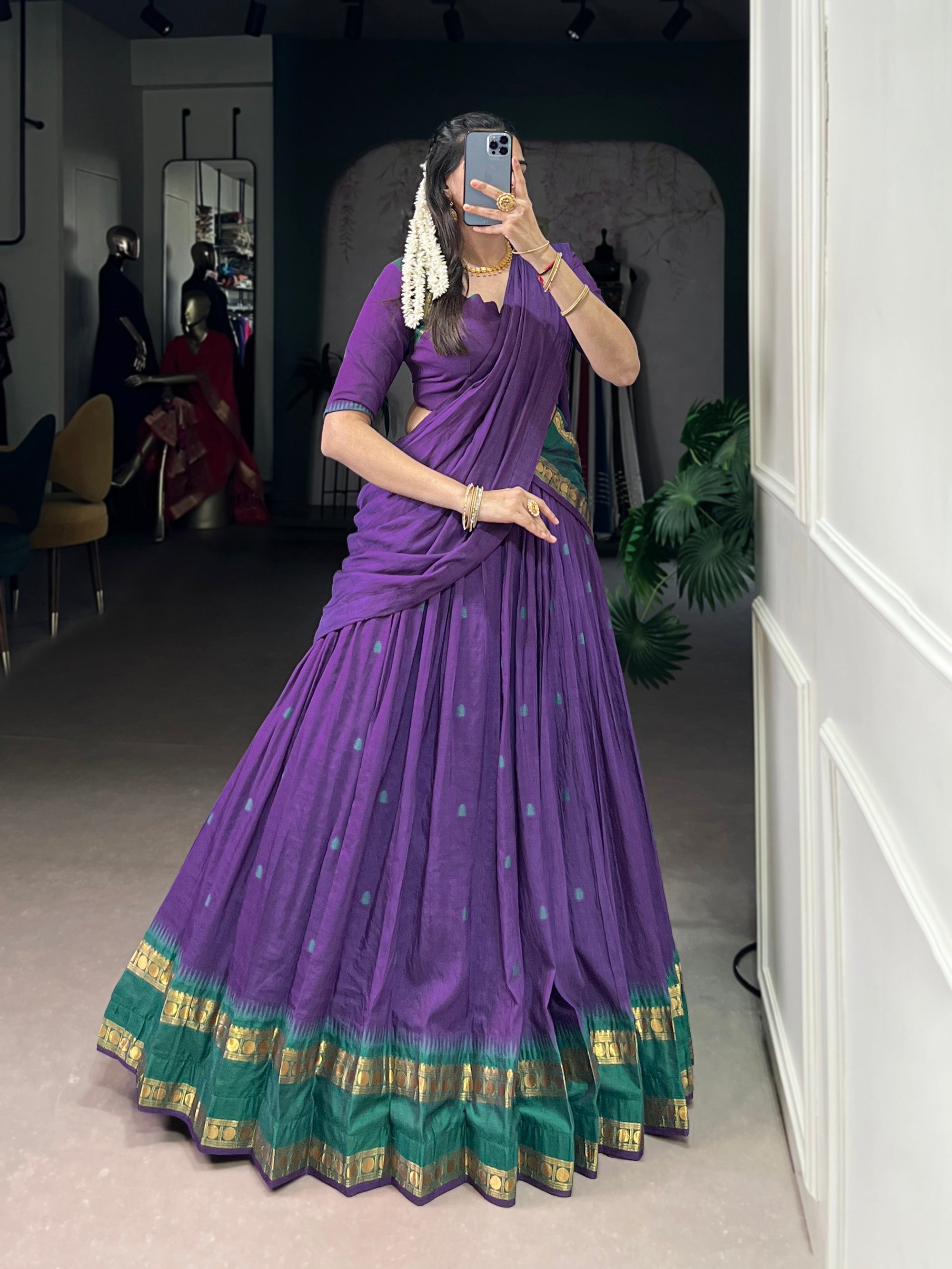 Lorenvalley Fashion Purple Pure Chanderi Zari Weaving Work Lehenga Choli with Dupatta - Distacart